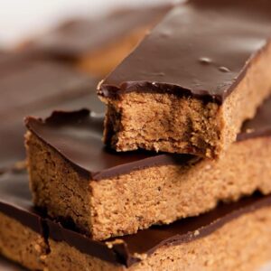 A close up of some chocolate covered bars