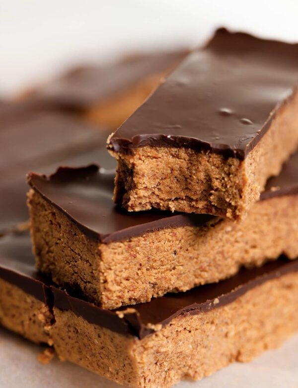 A close up of some chocolate covered bars